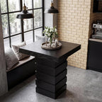 Tribesigns Square Bar Table, 37.4” H Modern Bar Height Pub Table with Stacked Block Base, Black High Top Bistro Table for Kitchen Nook, Living Room, Small Spaces (Table Only)