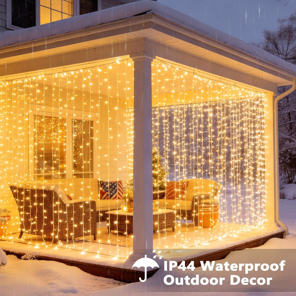 Brizled Smart Curtain Lights, 390 LED 9.8x6.3Ft Curtain Lights Outdoor, App & Voice Control Plug in Music Sync Curtain String Lights for Bedroom Wall Wedding Window Party Backdrop Indoor, Warm White