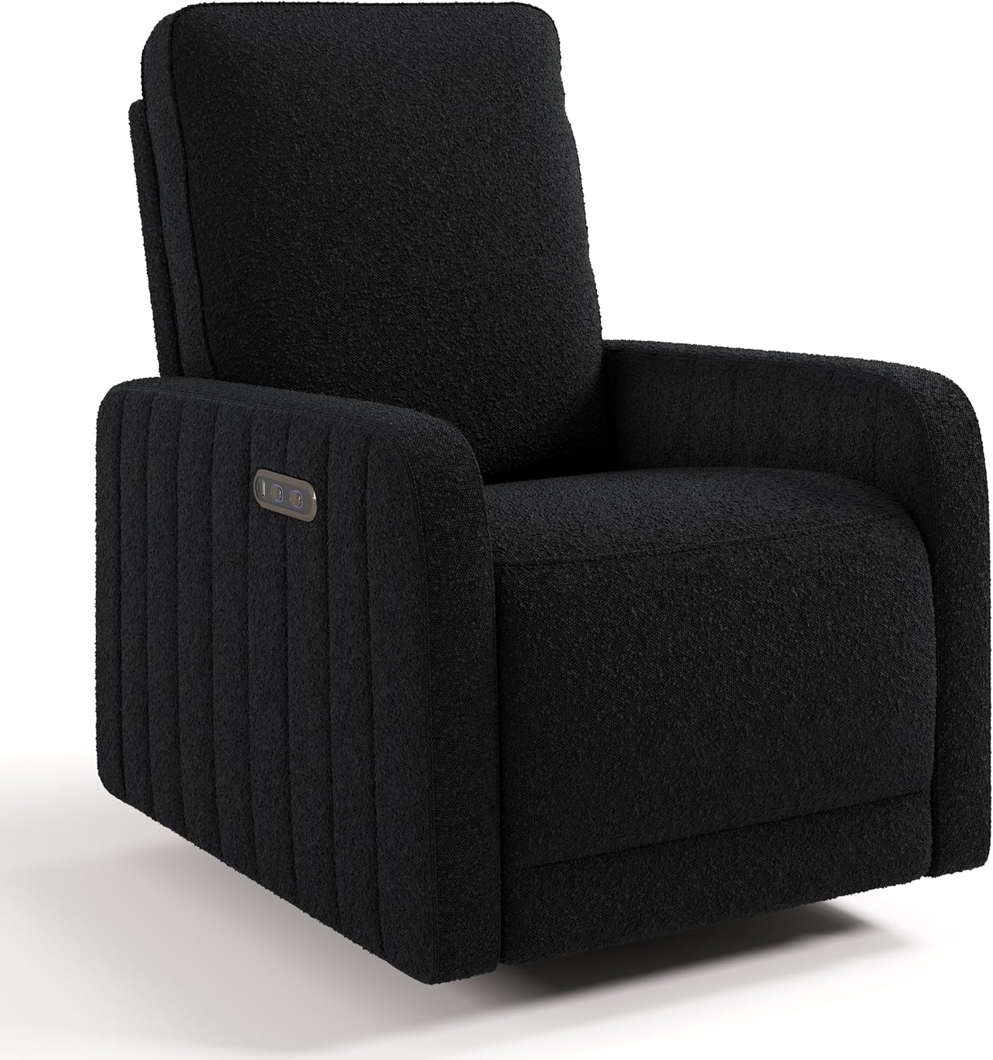 Storkcraft Kyoto Deluxe Power Recliner Swivel Glider (Black Boucle) – Premium Electronic Power Recliner for Nursery, Includes Dual-USB Charging Port with USB-A & USB-C, Glider Rocking Chair