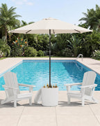 SERWALL Outdoor Round Umbrella Side Table, Multi-Functional Use, Beige