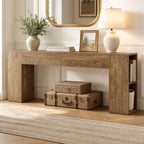 Tribesigns Extra Long Console Table, 79-Inch Entryway Table with 2 Drawers and Side Storage Shelves, Farmhouse Behind Couch Table for Entrance, Hallway, Foyer, Living Room, Brown