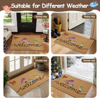 Yinhua Colorful Birds Coir Door Mat, Heavy Duty Welcome Mat with Non-Slip Rubber Backing, Low Pile Front Door Mats for Outside Entrance, Natural Entry Mats Coconut Fiber Surface for Porch 17"x30"