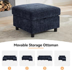 WUTUTUEE 25'' Square Storage Ottoman Module for Modular Sectional Sofa, Living Room Coffee Table Sectional Ottoman Footrest for Convertible Couch, Chenille Navy