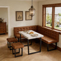 Brafab Corner Dining Table Set, 72 Inch Breakfast Nook Table Set with Upholstered Banquette, 5-Piece Corner Bench Dining Table Set, Luxury Caramel