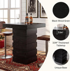 Tribesigns Square Bar Table, 37.4” H Modern Bar Height Pub Table with Stacked Block Base, Black High Top Bistro Table for Kitchen Nook, Living Room, Small Spaces (Table Only)