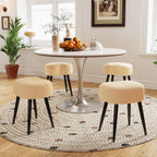 Teddy Velvet Vanity Stool, Upholstered Makeup Chair with Sturdy Metal Legs, Soft Padded Ottoman Footrest, Modern Accent Stool for Bedroom, Living Room, Entryway (Camel, 17.7in H)
