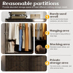 PAKASEPT Armoire Wardrobe Closet with w/Folding Sliding Barn Door | Bedroom Armoires with Mirror and LED Lights, Hanging Rod, Clothing Storage Cabinet for Bedroom (3 Doors)