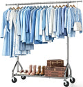 Simple Trending Heavy Duty Clothes Rack Load 450 LBS, Clothing Rack for Hanging Clothes, Garment Rack with Wheels & Shelves, for the Bedroom, Laundry Room