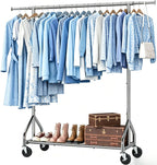 Simple Trending Heavy Duty Clothes Rack Load 450 LBS, Clothing Rack for Hanging Clothes, Garment Rack with Wheels & Shelves, for the Bedroom, Laundry Room