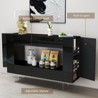 Console Table, 47" High Gloss Entryway Table with Hidden Storage Cabinets, Adjustable Shelves, Modern Sofa Table for Behind The Couch, Living Room, Hallway, Black