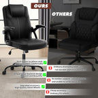 Executive Office Chair, Ergonomic PU Leather Computer Chairs, Executive Breathable Desk Chair with Padded Flip-Up Arms, 360° Swivel Rolling Chair Comfy Padded for Working Studying Gaming (Black)
