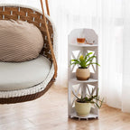 J JINXIAMU Corner Shelf Stand, Storage Organizer Great for Bathroom, Corner Shelf Perfect for Small Space,Waterproof Stand Also Use for Toilet Paper Stand,White