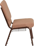 Flash Furniture HERCULES Series 18.5''W Church Chair in Caramel Fabric with Cup Book Rack - Copper Vein Frame
