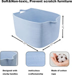 XUANGUO Large Cotton Rope Storage Basket for Blankets, 22" x 17" x 12" Rectangle Woven Basket Bin for Living Room, Nursery, Kids & Dog Toys, Laundry basket for Clothes & Towels,Gift basket Blue