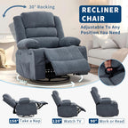 Garvee Rocking Recliner Chair Lazy boy Swivel Nursery Rocker for Adults | Wide 360° Recliner with Cup Holder Glider with Upholstered Deep Seat Linen Lazy boy chair for Living Room Blue
