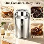 304 Stainless Steel Milk Tank Large Capacity Wine Barrel with Sealed Lid(48L/12.7gal) | Airtight Silicone Seal Stainless Steel Container Commercial Food Beverage Dispenser for Water Wine Oil Tea
