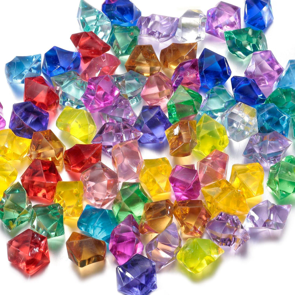 90PCS Multicolored Acrylic Fake Crushed Ice Rocks, Fake Diamonds Gems Plastic Ice Cubes for Crafts, Wedding Centerpieces, Vase Fillers, Home Decor, Table Scatter, Party Decorations