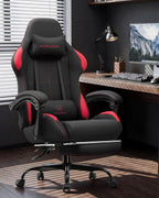 GTPLAYER Gaming Chair Fabric with Pocket Spring Cushion,Computer Office Chair with Lumbar Support for Adults Linkage Armrests and Footrest Ergonomic Gamings Chairs Height Adjustable RED