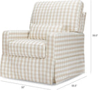 Namesake Crawford Pillowback Comfort Swivel Glider in Tan Gingham, Water Repellent & Stain Resistant, Greenguard Gold & CertiPUR-US Certified