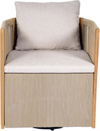 Christopher Knight Home Kato Outdoor Metal & Acacia Wood Frame Swivel Accent Chair with Removable Cushion, 360° Rotating Patio Armchair with Rope Accent, Outdoor Swivel Chair for Garden, Beige