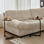2PCS C Shaped Side Table Sofa Table, Small End Tables for Living Room,Modern Night Stand for Bedroom (Brown)