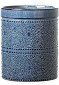 Kitchen Utensil Holder, 7 Inches Large Ceramic Utensil Holder for Countertop, Lace Emboss Cooking Utensil Crocks for Kitchen, Home Decor, Reactive Blue