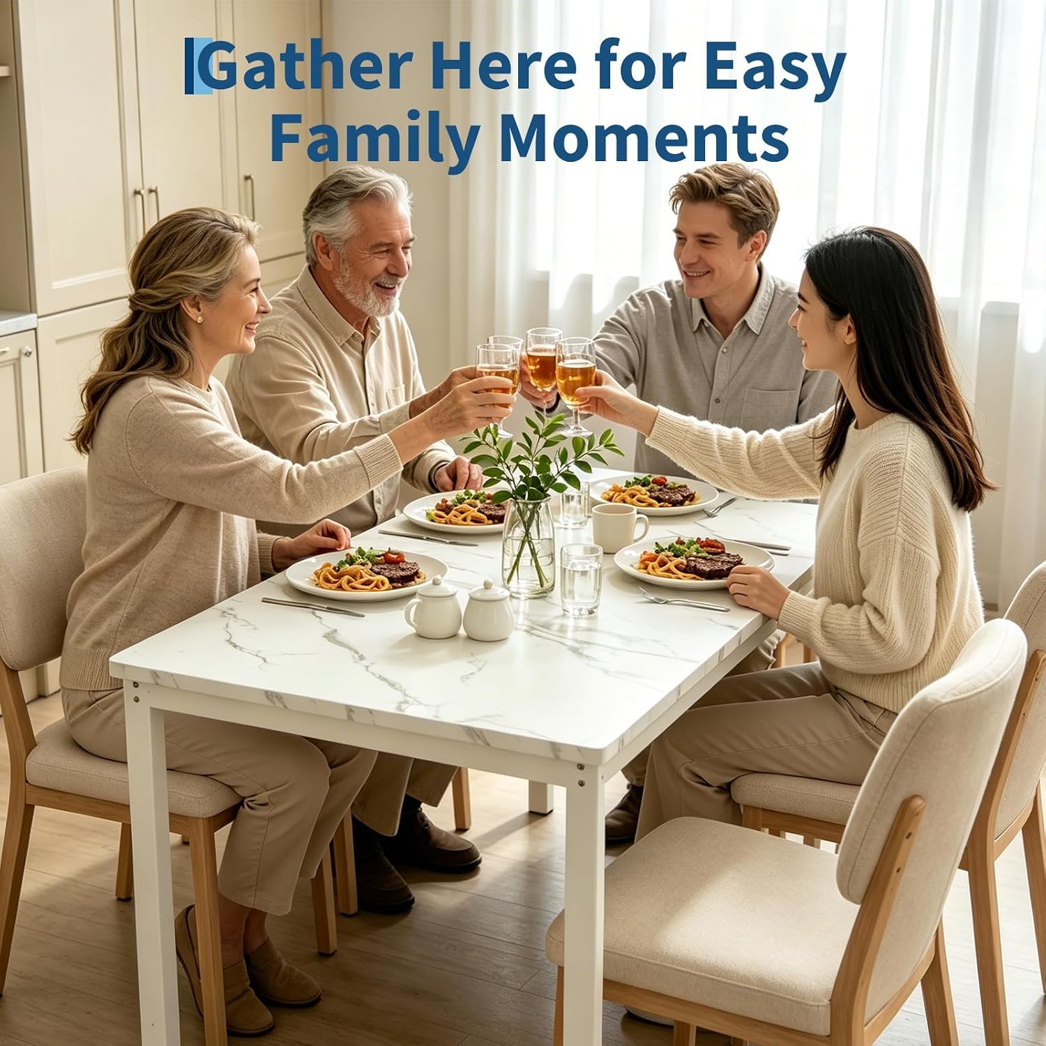 Garvee Industrial Dining Table for 6-8 People, 71" Long Large Kitchen Table with Sturdy Metal Frame, Rectangular Counter for Dinner, Kitchen, Dining Room (White, 71" Long)