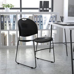 EMMA + OLIVER Black Ultra-Compact School Stack Chair - Office Guest Chair/Student Chair