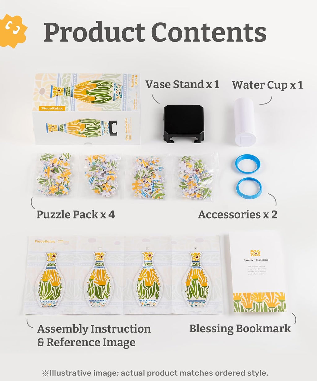 PieceRelax 3D Puzzle Vase for Adults to Flower Arrangement and Home Decoration Made By 160 Curved Plastic Puzzle Pieces - Winter Grace, for Mom [S1043]