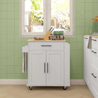 HOMCOM Kitchen Island with Storage, Rolling Kitchen Cart with AC Outlets and USB Ports, Microwave Stand with Towel and Spice Rack, White