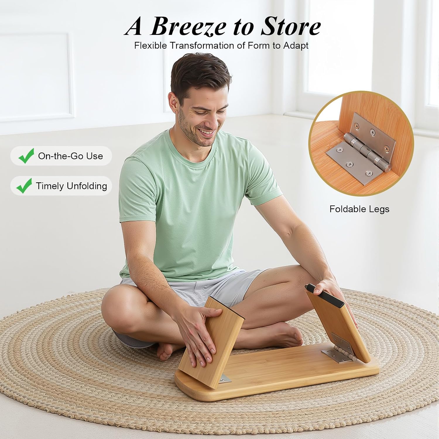 Meditation Bench, Foldable Kneeling Meditation Bench Stool 396.83 Lbs Prayer Bench Forward Tilt Angle About 5° for Seiza, Lotus, and Cross-Legged 17.3 x 7.5 x 8.3 Inch