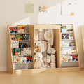 NACHES Montessori Kids Bookshelf with Toy Storage, Extra Book Display Shelves for Toddlers, Front-Facing Book Organizer for Nursery Playroom Bedroom (Natural Wood)