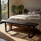 HNY Modern Entryway Bench Black Wood Minimalist Nelson Bench with Metal Legs for Bedroom Dining Room Hallway Foyer Living Room