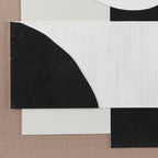 Deco 79 Wood Geometric Textured Wall Decor with Abstract Black and White Shapes and Fabric Backing, 41" x 2" x 57", Brown
