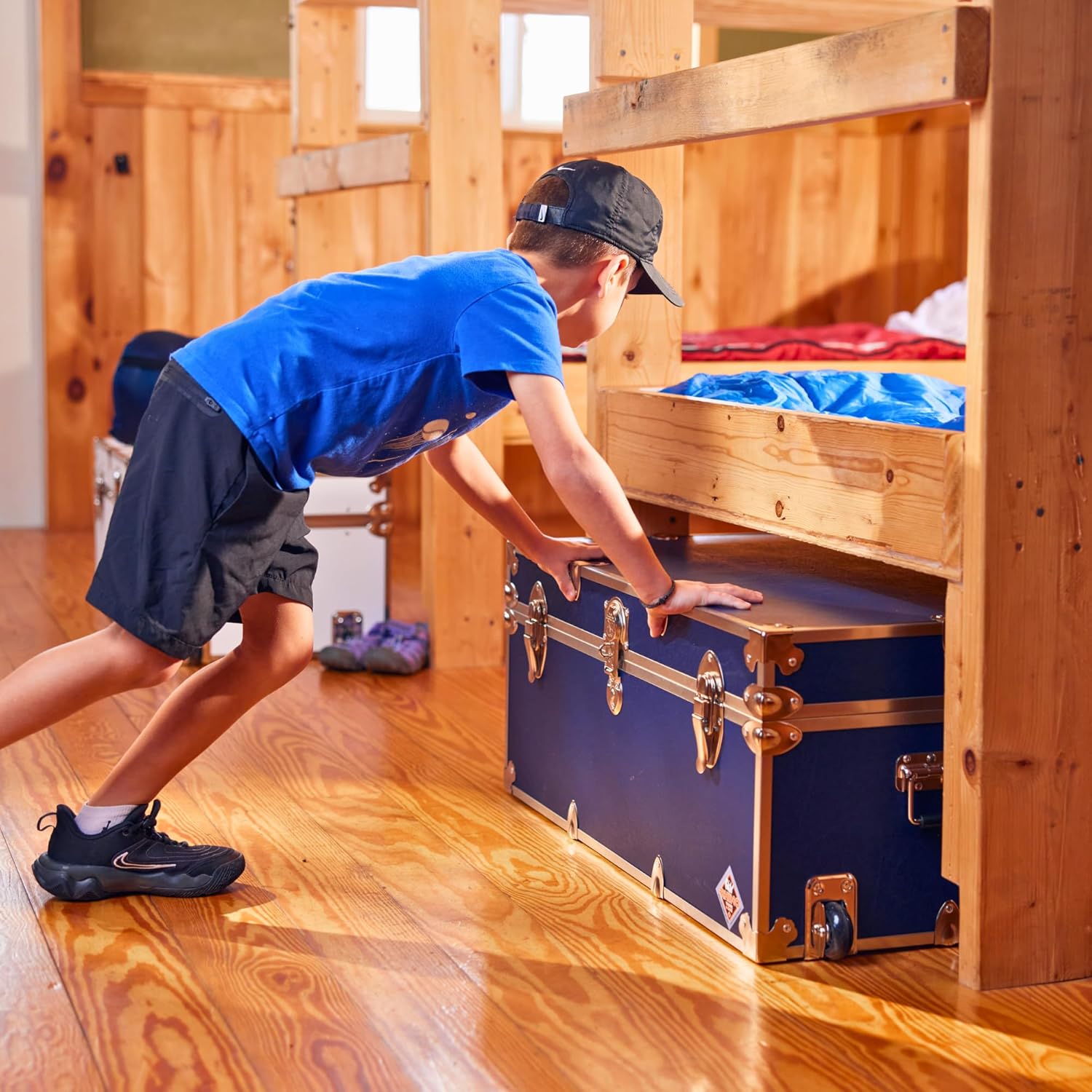 Rhino Trunk & Case Large Essential Trunk With Wheels 32”x18”x14”, 1000+ lbs Capacity - Many Colors. Strong, USA Made Summer Camp Footlocker, and Secure College Dorm Storage Chest