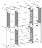 Palace Imports 100% Solid Wood 65"" Pantry China Cabinet with Raised Panel, Frosted Glass Doors, 2-Drawers and Adjustable Shelves