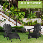 GREENVINES Adirondack-Ottoman | Set of 2 | HDPE Plastic | Outdoor Footrest | All Weather | Foot Rest | Foot Stool | Black | for Adirondack Chair | for Patio Backyard Pool