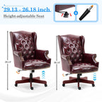 Big and Tall Executive Office Chair, Ergonomic 360° Swivel Recliner Chair, Retro Burgundy Faux Leather Home Office Desk Chairs w/Tufted Wingback Comfy Luxury Heavy Duty 500 Lb & Height Adjustable