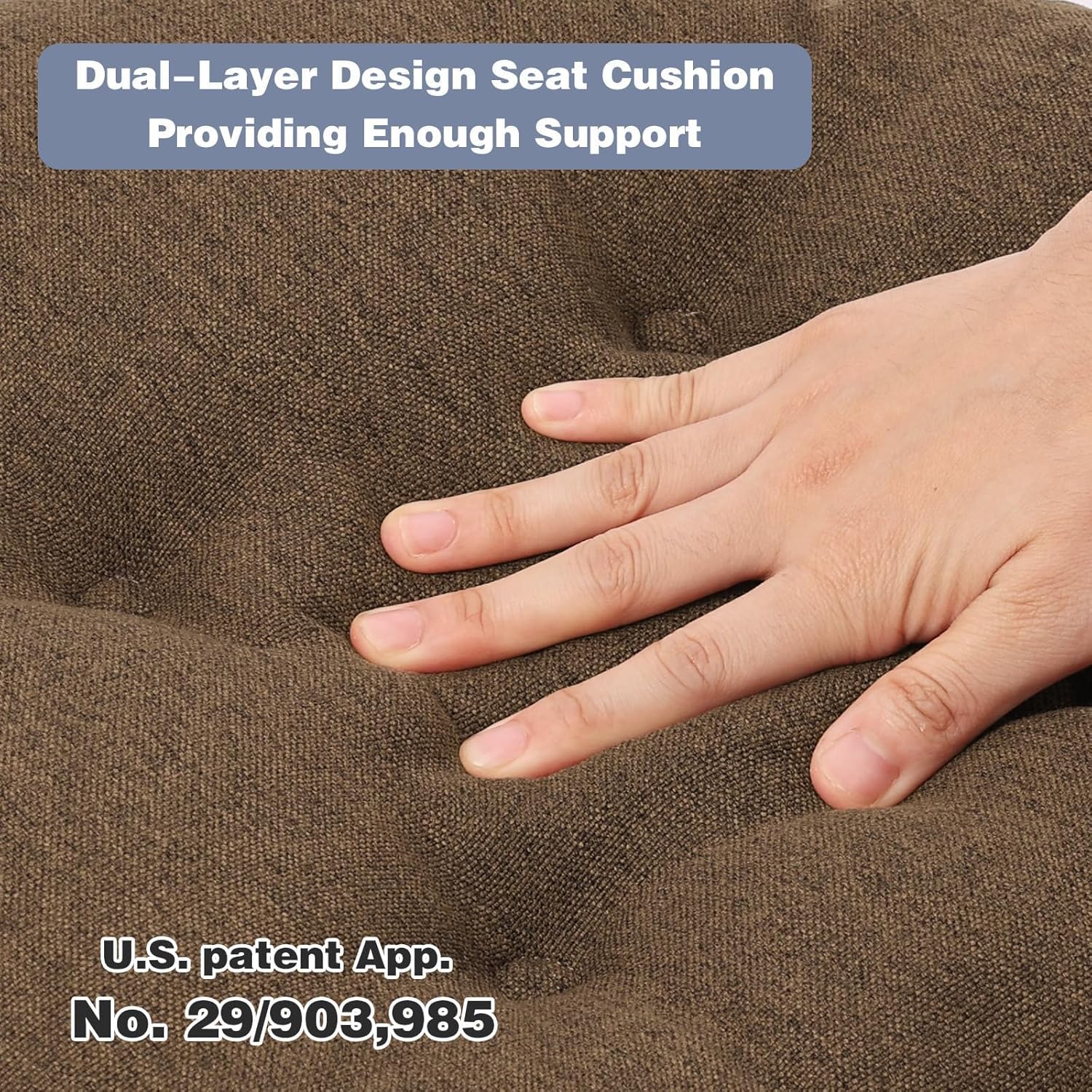 baibu Kitchen Chair Cushions Set of 2, Dual-Layer Patented Design Memory Foam Windsor Seat Pads, Dining Chair Cushions with Ties & Washable Cover, 17x 15.5 x 3.5in, 2 Pack, Brown