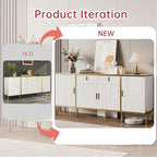 60" Modern Kitchen Buffet Cabinet, Buffets & Sideboard with Storage, Adjustable Shelves, Fluted Doors, Accent Cabinet with Drawers for Kitchen, Living Room, Hallway, White