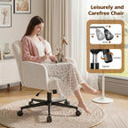 DurayLoly Desk Chair with Shell Back, Vanity Chair with Adjustable Height, Comfy Chair for Makeup Room, Bedroom, Work & Relaxation，Beige