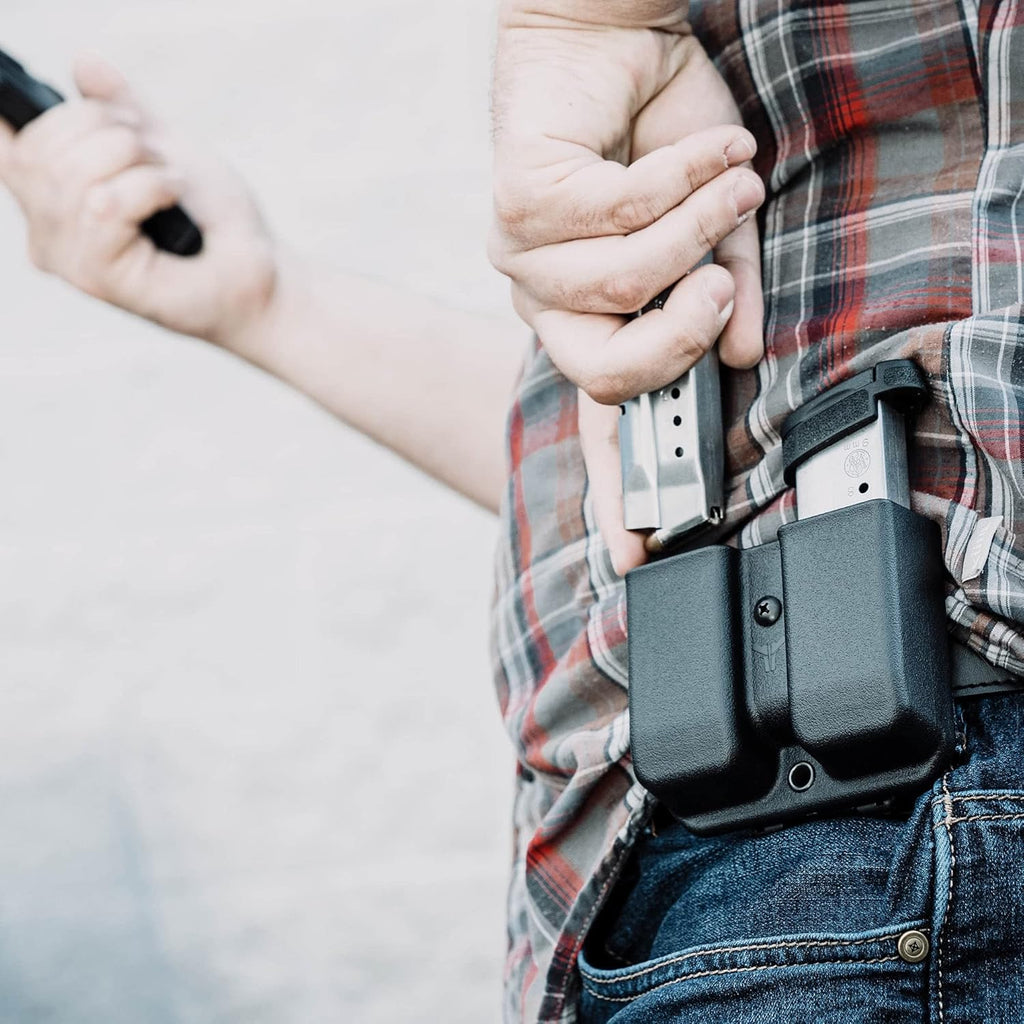 OWB Double Mag Pouch for Glock 17, 19, 22, 23 & More - USA Made - Signature Double Magazine Carrier with Tek-Lok Belt Attachment Clip by Blade-Tech Holsters