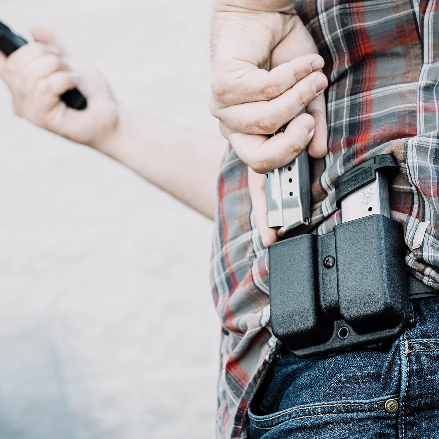 OWB Double Mag Pouch for Glock 17, 19, 22, 23 & More - USA Made - Signature Double Magazine Carrier with Tek-Lok Belt Attachment Clip by Blade-Tech Holsters