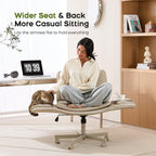 amseatec Criss Cross Office Chair, PU Leather Vanity Chair with 5-Level Adjustable Armrests & Swivel, Ergonomic Criss Cross Chair for Home Office Bedroom Makeup（Cream）