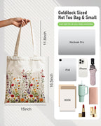 METALPHA Aesthetic Tote Bag for Women Girls - Resuable Double-Sided Printed Canvas Tote Bag with Snap Closure and Pocket