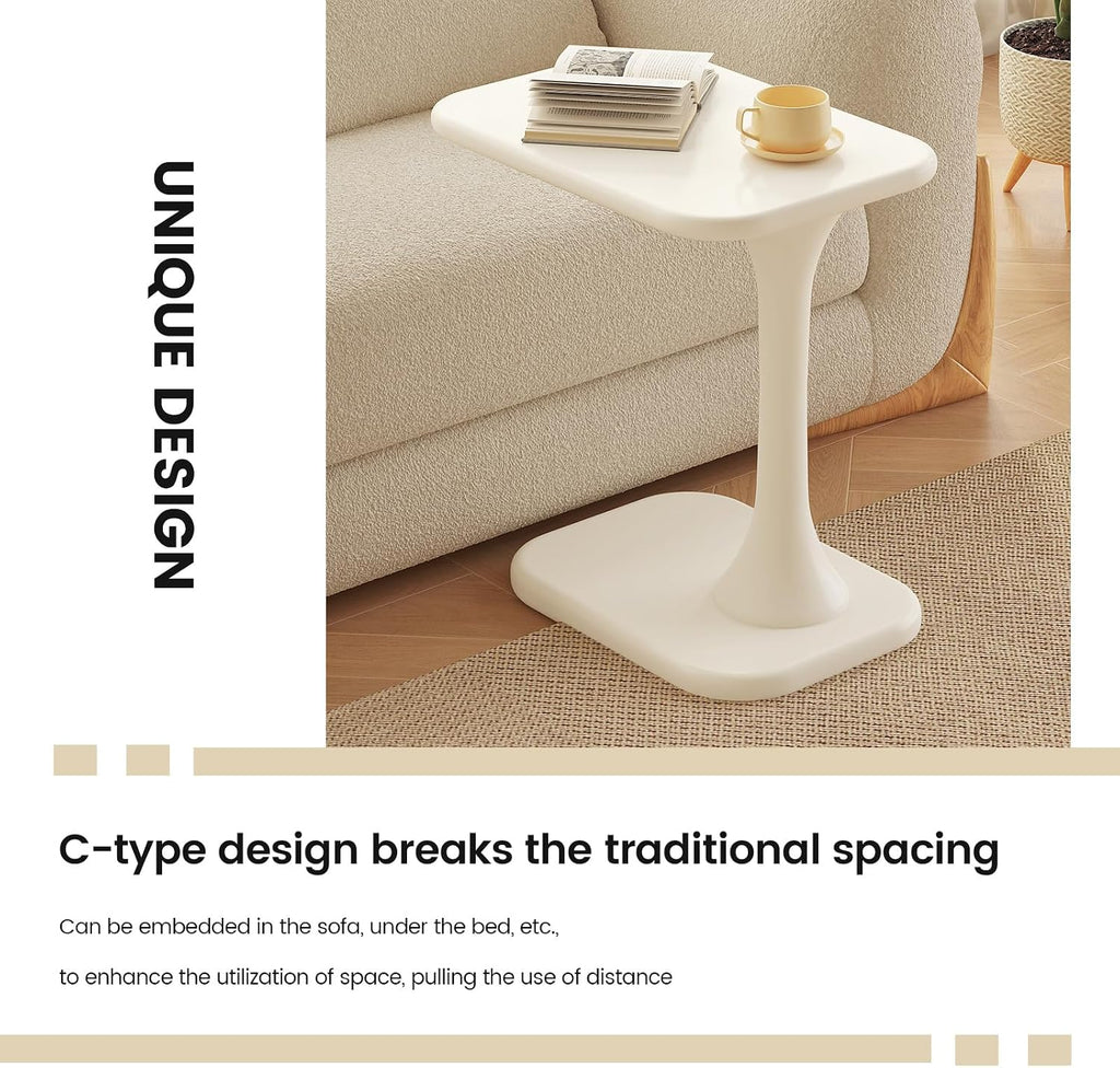 Guyii White End Table Small Side Table for Couch Modern Sofa TableLiving Room Table for Living Room, Bedroom Office