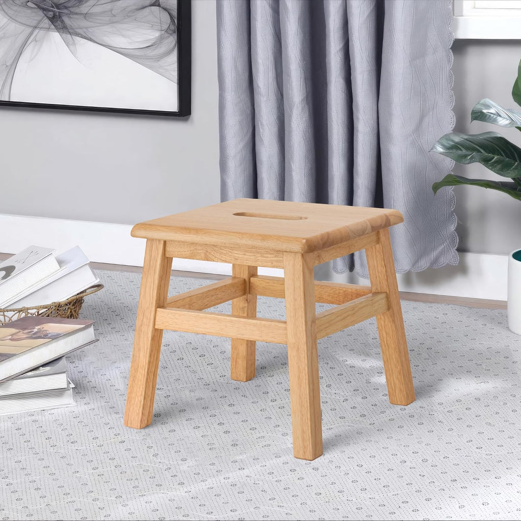 eHemco Solid Hardwood Step Stool for Adults and Kids, 12.25 Inches, Natural, Fully Assembled