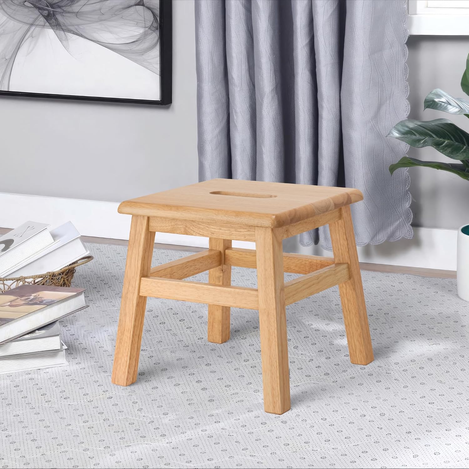 eHemco Solid Hardwood Step Stool for Adults and Kids, 12.25 Inches, Natural, Fully Assembled