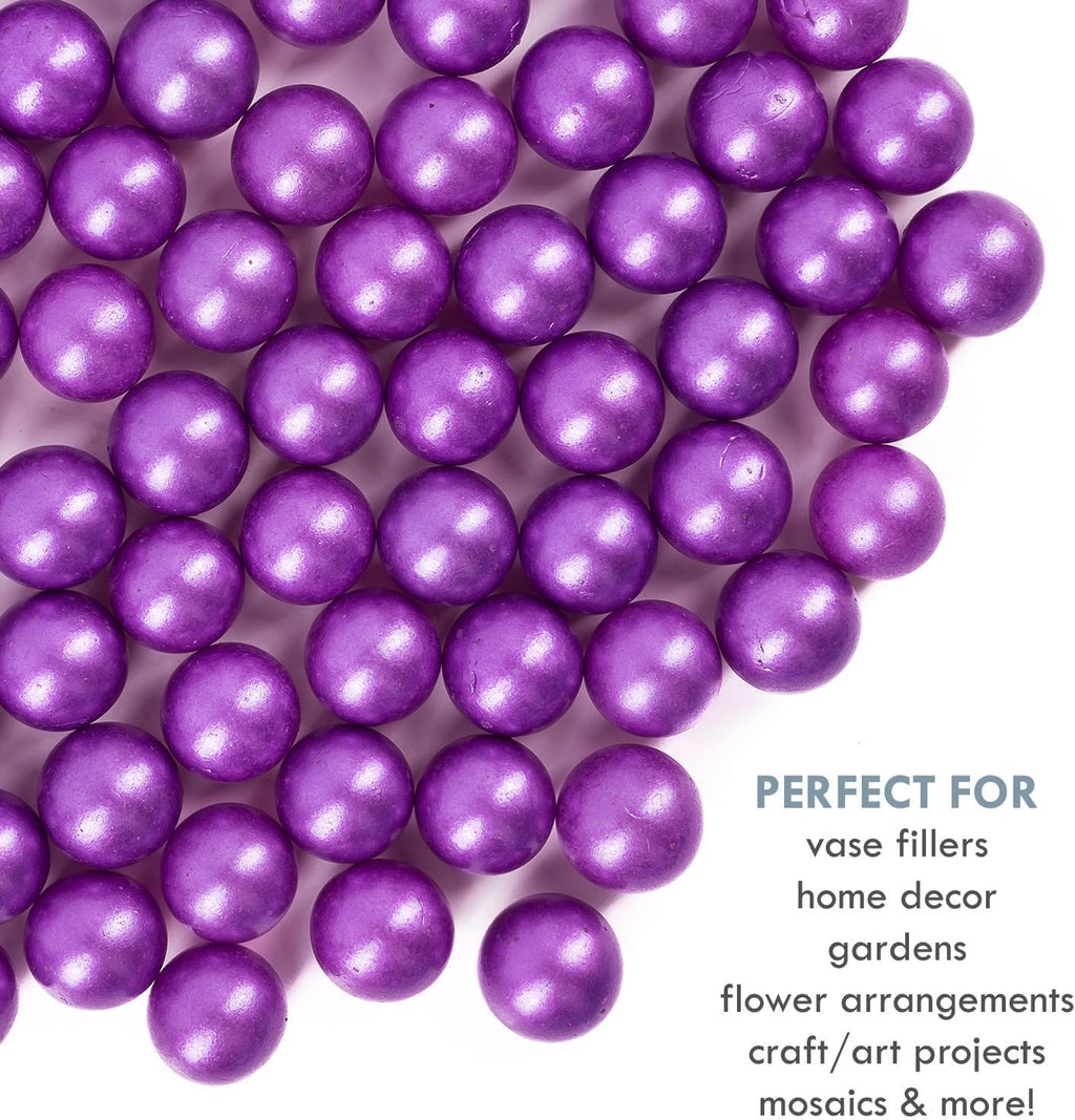 Marbles for Vases | Glass Marbles Bulk Vase Fillers | Glass Beads for Vases, Purple Round Marble 1lb, (Approx. 80 pcs)