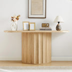59'' Fluted Console Table for Entryway, Narrow Console Table Wooden Sofa Tables Behind Couch, Modern Curved Accent Table for Hallway, Living Room, Entrance, Foyer (Natural)